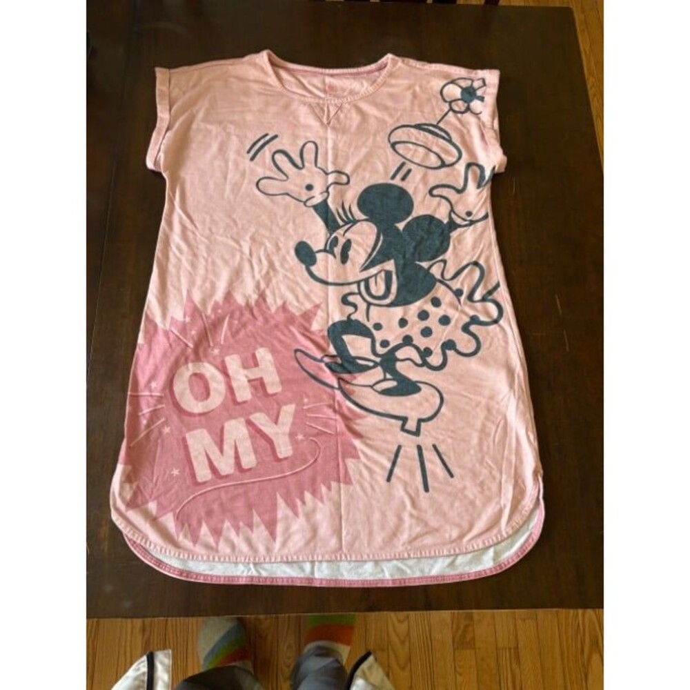 Disney Minnie Mouse sleeper dress nightgown woman's size M/L soft stretchy pink